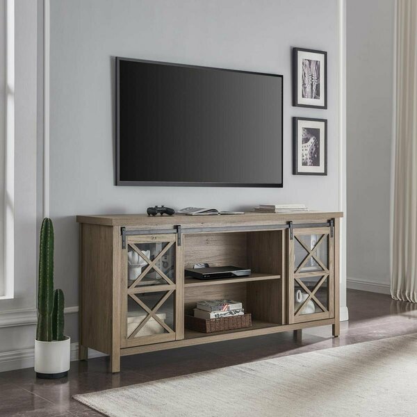 Hudson & Canal 80 in. Clementine Rectangular TV Stand Antiqued Gray Oak TV1391